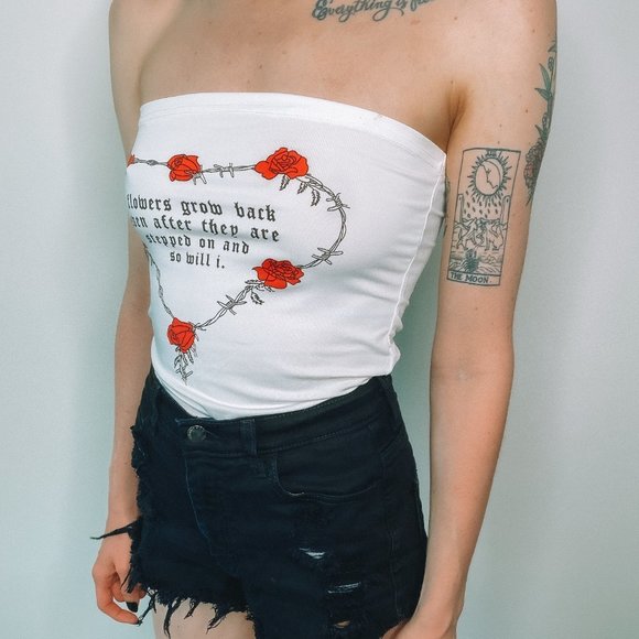 Flowers Grow Back...White Tube Top - Picture 2 of 6